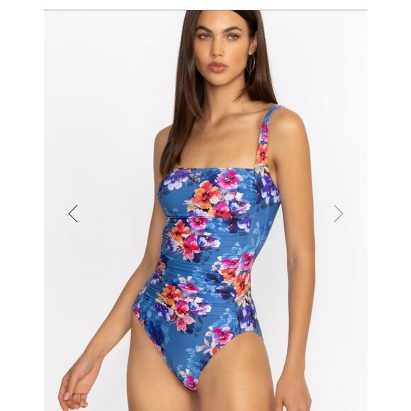 NEW w TAGS Johnny Was Women's SUMMER DAYS RUCHED ONE PIECE Floral Small - Picture 1 of 12